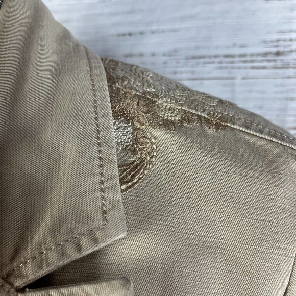 Allen Schwartz ABS Jacket sz Small Gold Sparkle Linen Fringe Boho Wedding Career - Picture 6 of 16